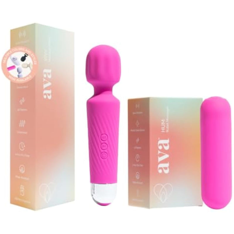 Vibrator Wand Sex Toys [Clit Stimulator Vibrators] - Hot Pink And Bullet Hum Massager - [Mini Vibrator Sex Toy] - Hot Pink