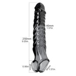 Vibrating Dildo Sleeve Huge Penis Sleeve with Bullet Vibrator, Penis Enlarger Sleeve Adult Sex Toy Penis Extension Sleeve with 3.14IN Solid, Penis Extender Sleeve with Cock Ring (Black)