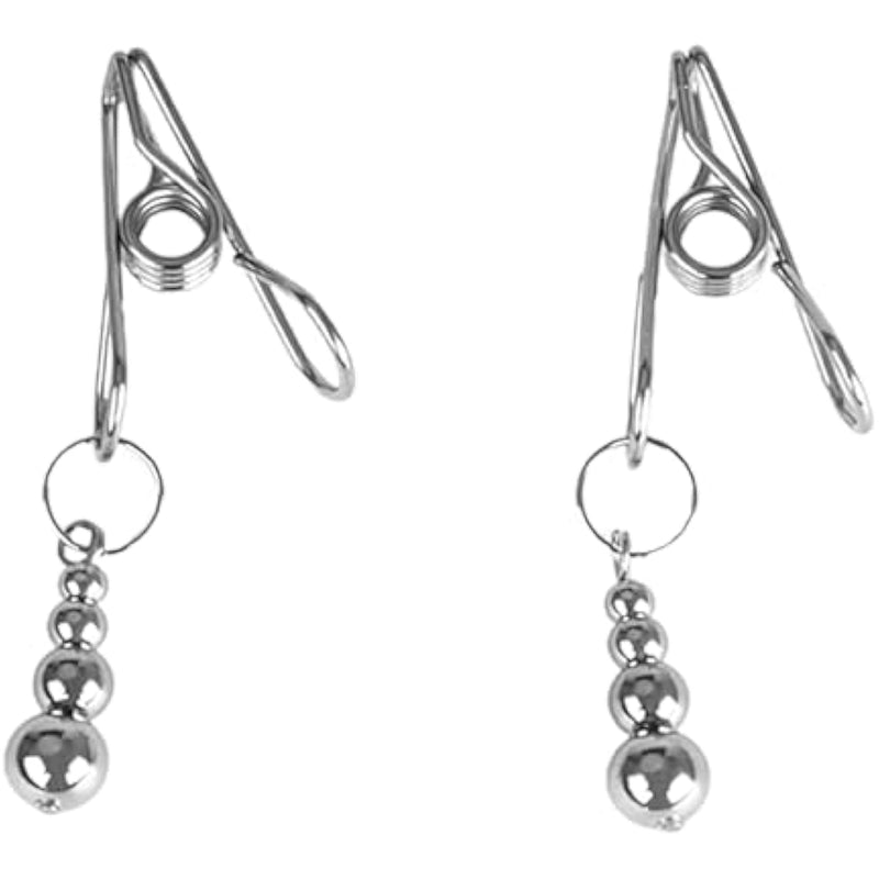 Nipple Clamps Clip With Small Balls Adjustable Metal Nipple Clamps Non-Piercing On Nipple Rings Metal Nipple Toy For Famale