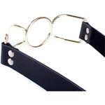 Metal Butterfly Ring Gag With Leather Head Slave Harness Restraint Mouth Gags Sex Toys For Couples (Gold)