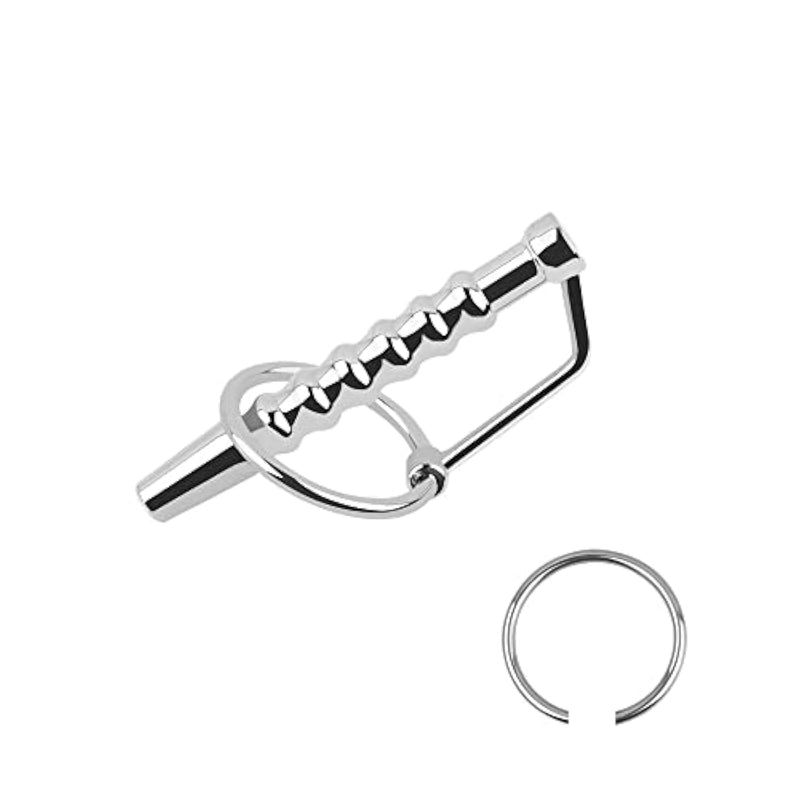 Hollow Metal Penis Plug For Men, Stainless Steel Urethral Sounds Penis Plug Male Urethral Dilator, Beaded Urethral Stimulation Masturbation With Cock Ring Sex Toy (2.83Inch/72Mm)