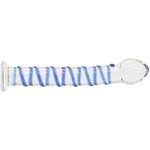 Crystal Glass Pleasure Wand Dildo Penis With Blue Raised Spiral Texture Mushroom Tip Anal Butt Plug