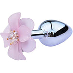 Metal Anal Plug Male & Female Vestibular Toys With Pink Flower Base Anal Plug Sm Adult Masturbation Tool Anal Toy Butt Plug Unisex L