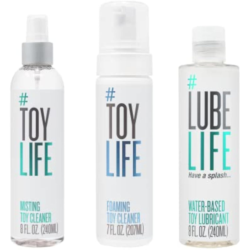 Toy Life O-Town + Hose Down Pack, Foaming Toy Cleaner 7 Fl Oz, Misting Toy Cleaner 8 Fl Oz, Water-Based Toy Lubricant 8 Fl Oz, A Little Me-Time For Men, Women, And Couples
