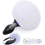 Bunny Tail Butt Plug Vibrator, Soft Silicone Anal Plug With White Furry Tail Plug, Wireless Remote Control Design, Rabbit Tail Trainer For Adult Sex Toys For Role Play Cosplay Women, Men And Couples
