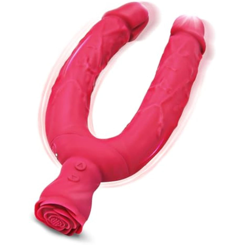 Dual Head Simulation Vibrating Dildo, Lesbian Sex Toys Vibrator, 10 Frequency Ultra Vibrating, Large Size Dildo G-Spot Stimulation, Cunnilingus & Anus Dual Purpose, For Couples & Gay Sex Toys