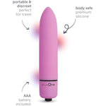 Travel Vibrating Bullet, Massage Stick, Body-Safe Silicone, Waterproof, Personal Massager, Whisper-Quiet Motor, Pink