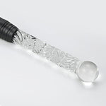 Fetish Leather Whip With Glass Pleasure Wand With Ball Tip - Sex Toy For Sm Or Anal Sex/Masturbation