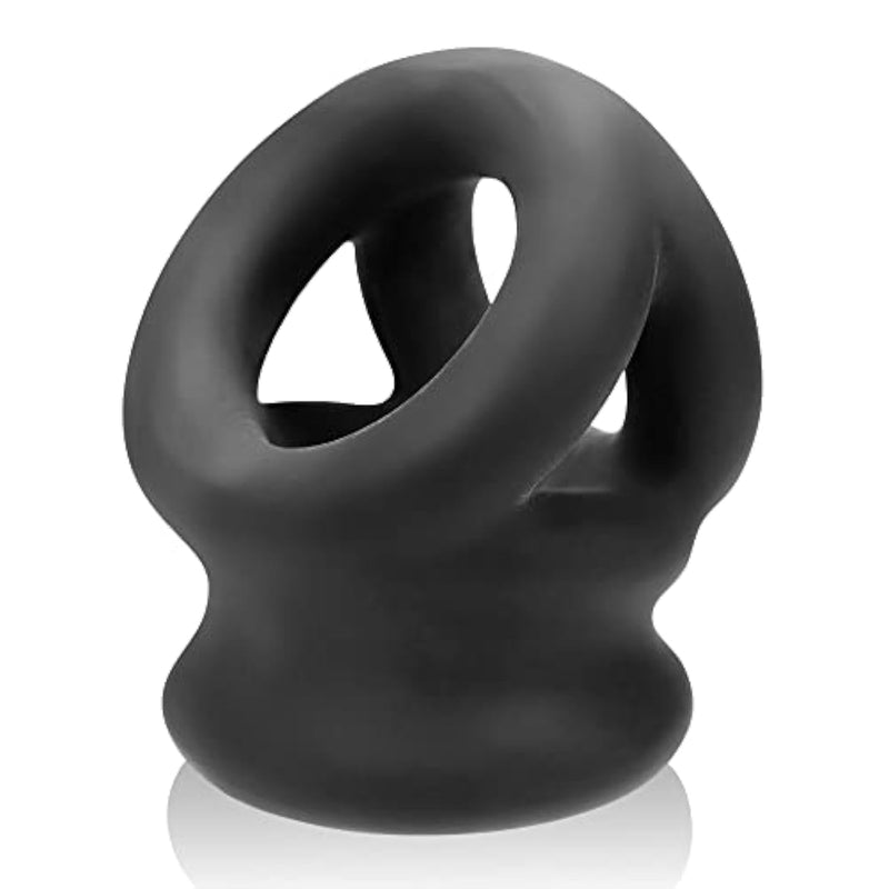 Tri-Squeeze – Cock Ring & Ball Stretcher For Men – Testicle Stretcher & Bulge Enhancer – Stretchy Silicone Blend – Erection Support – Adult Toys – Cockrings For Male Bondage – Black Ice