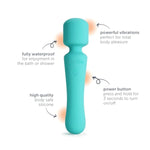 Wand Vibrator For Solo Or Partner Play, Muscle Relaxation, Sex Toy Made Of Body-Safe Silicone, Waterproof, Rechargeable, Handheld Massager With 10 Vibration Settings, Teal