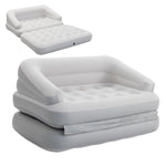 Inflatable Couch Flocked Air Sofa Bed, Blow Up Sofa For Camping, Gray