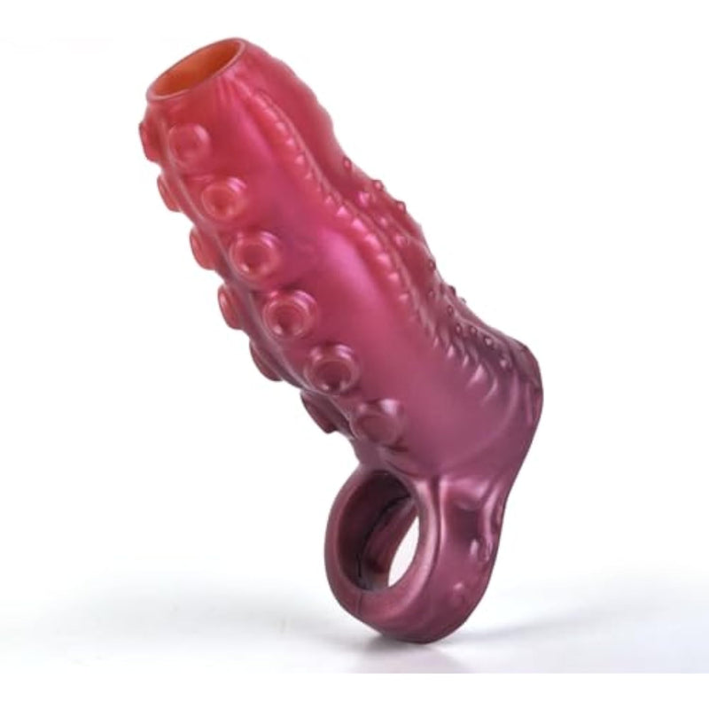Hentai Tentacle Style Fetish Adult Toy Penis Sleeve,Orgasm Enhancer,Fantasy Creature Sheath With Ribbed Interior,Stretchy Ball Loop Closefit Design Silicone Sex Toy,Male Genital Extender