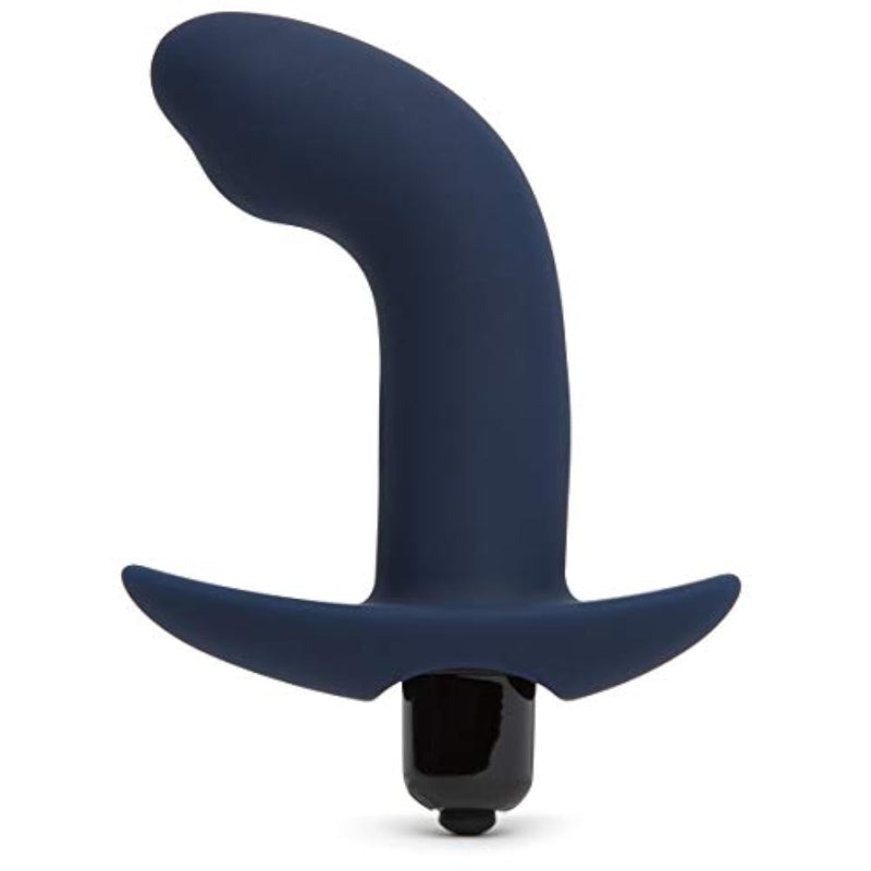 Booty Buddy Vibrating Butt Plug - 4 Inch Silicone Anal Plug With Removable 7 Function Bullet Vibrator - Smooth Curved Tip - Waterproof - Blue