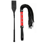 Leather Equestrian Riding Crop and Faux Leather Whip Set for Cosplay Play