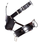 Sm Leather Bondage Head Harness With Detachable Dildo Restraint Mouth Gag Masks Adult Sex Fetish Toys