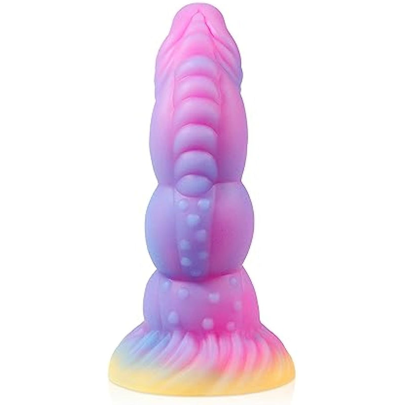 Huge Knot Ribbed Dildo 7.87 Inch Luminous Thick Silicone Dildo For Women, Flexible And Soft, Monster Fantasy Dildo, Beginner Adults Sex Toy, Anal Dildo With Suction Cup