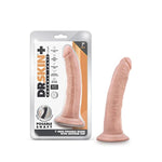 Blush Dr. Skin Plus 7.5" Posable Realistic Dildo, Sensa Feel Ultra Soft Yet Firm Pegging, Vaginal Play Slim Cock, Suction Cup, Strap-On Compatible - Adult Sex Toy For Women, Men, Couples - (Vanilla)