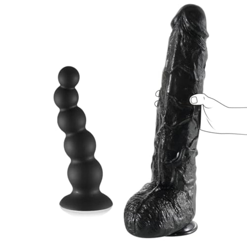 17.3 Inch Long Realistic Huge Thick Dildo + 6.7 Inch Anal Butt Plug Trainer (S)