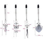Silver Butterfly Pendant Bell Nipple Clamps, Adjustable Breast Nipple Clamps, Papilla Straighteners Corrector Nipple Shield Nipple Clamps Adjustable Breast Clamps (H)