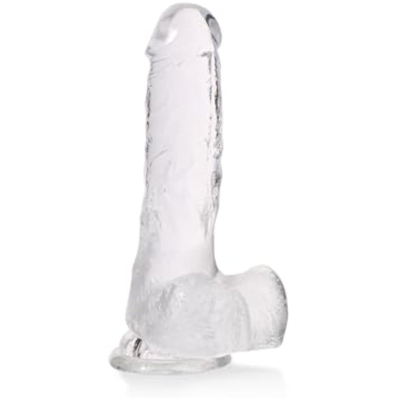 Realistic Dildo Clear-Colored Silicone Sex Toy 6.7/7.7/8.5 Inch With Powerful Suction Cups Hands-Free Play Soft G-Spot Stimulating Anal Sex Toy Made Of Safe Material (Clear, M-6.7Inchs)