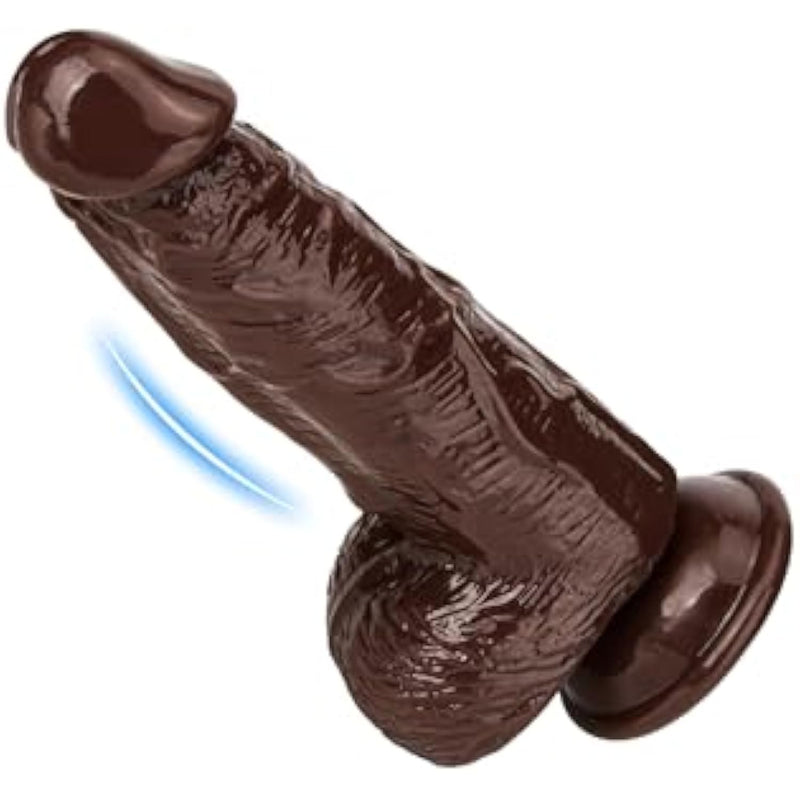 6.5 Inch Small Beginner Dildo With Strong Flared Suction Cup Base For Hands-Free Play, G-Spot Realistic Dildo Sex Toys For Women And Men(Brown)
