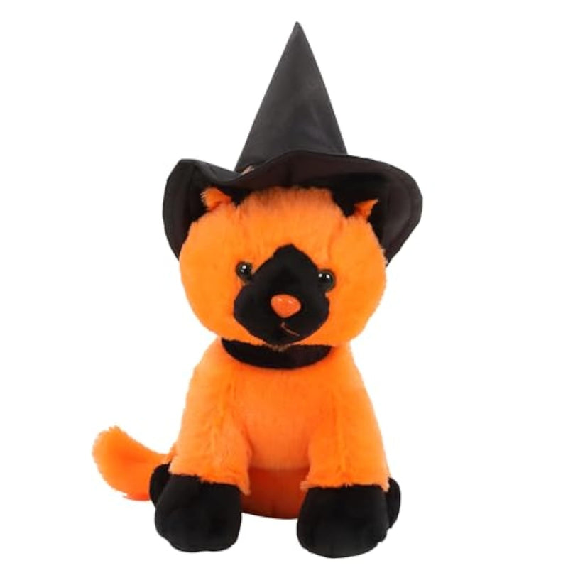 Aliens Spooky Halloween Witch Cat Stuffed Animal - Adorable & Cuddly Plush Toy - Perfect Halloween Decor & Gift - Limited Edition Collectible 7 Inch Orange Witch