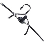 Y-Shape Leather Head Harness With Bondage Dildo Rivet Mouth Masks Gag Fetish Sex Abusing Toys (Length: 6 Cm)