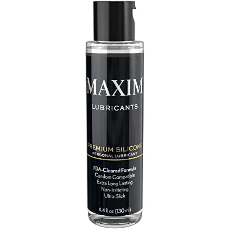 Maxim Premium Silicone Personal Lubricant, Cleared Formula, Long-Lasting, Non-Sticky, Non-Irritating, Compatible With Toys And Condoms, 4.4 Fl Oz / 130 Ml, Topical Use Only