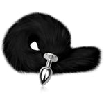 Fox Tail Butt Plug, Metal Anal Plug With Furry Tail, Anal Trainer & Stimulator For Couples, Cosplay, Party Nights Black (L)
