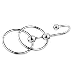 Sm Penis Ring Stainless Steel Fun Delay Ring With Beads Metal Urethral Toy Duble Ring Hook Urethral Sounding Penis Plug