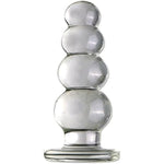 Glass Dildo Butt Plug, Crystal Glass Anal Plug Transparent Anal Beads With Round Base G Spot Stimulation Massager Pleasure Wand Penis Masturbation Anal Sex Toys For Couple Women Men (4 Ball)