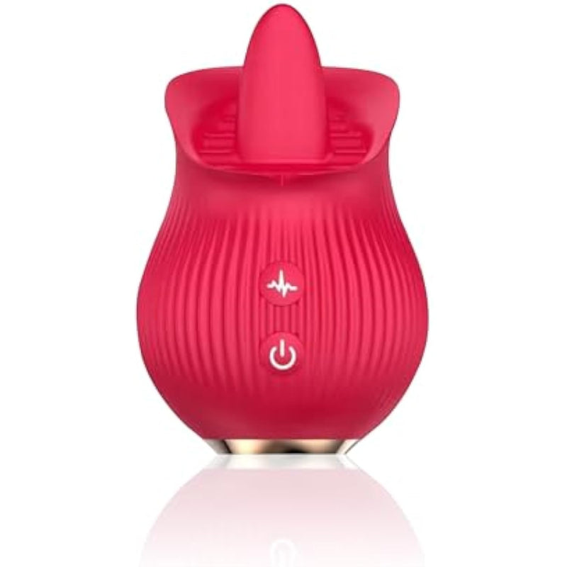 Silicone Female Rose Licking Vibrator - Multi-Function Clitoris Vibrator With 12 Vibration Modes - Rechargeable & Very Quiet Sex Toy For Women (Red)