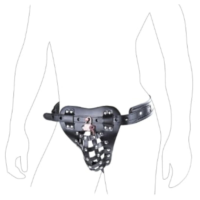 Men'S Harness Chastity Belt Pu Leather Chastity Devices Sexy Male Chastity Belt With Lock Cock Bdsm Self Bondage Fetish Sex Toys Anti-Off Auxiliary Testicle Chastity Strap Cock Cage Underwear