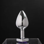 Anal Butt Plug, Heart Shaped Anal Trainer Jewel Butt Plug, G Spot Stainless Steel Personal Massager Butt Plug For Women Men And Couples(Purple, L)