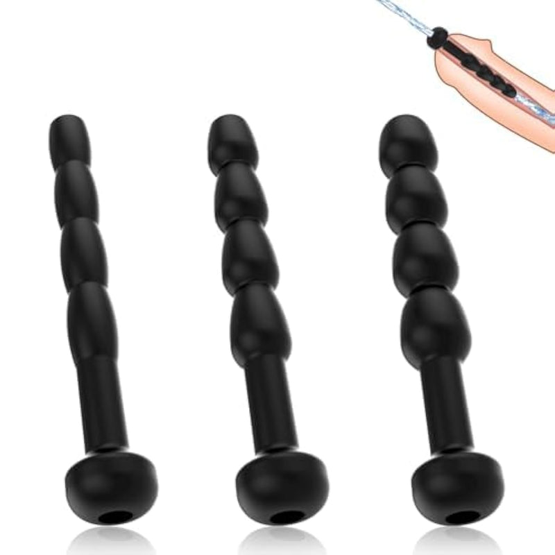 Silicone Penis Plug Soft Hollow Multiple Beads Urethra Dilators For Urethral Stimulation Masturbation Training Sex Toys For Men (3 Pcs)