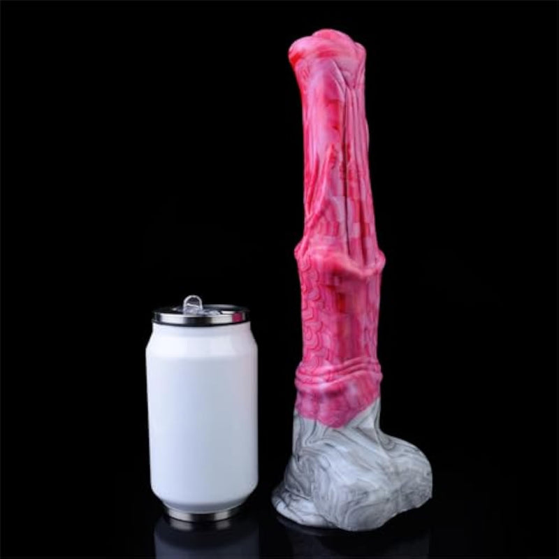 Realistic 12 Inch Silicone Horse Dildo with Ring Knot Shaft and Strong Hands Free Waterproof Suction Cup for Adult Women Deep Pleasure