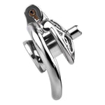 Male Chastity Cage With Catheter And Urine Tray Steel Cock Cage With Heart Shaped Cage Body And Curved Rings Sex Toys Metal Chastity Device With Concealed Lock For Man Penis Restraints (1.77In,B)