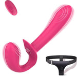 Double-Ended Strapless G Spot Vibrator for Female Couples - 10 Modes and Remote Control