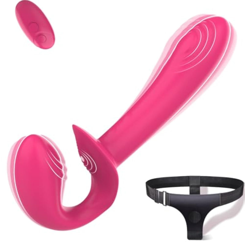 Double-Ended Strapless G Spot Vibrator for Female Couples - 10 Modes and Remote Control