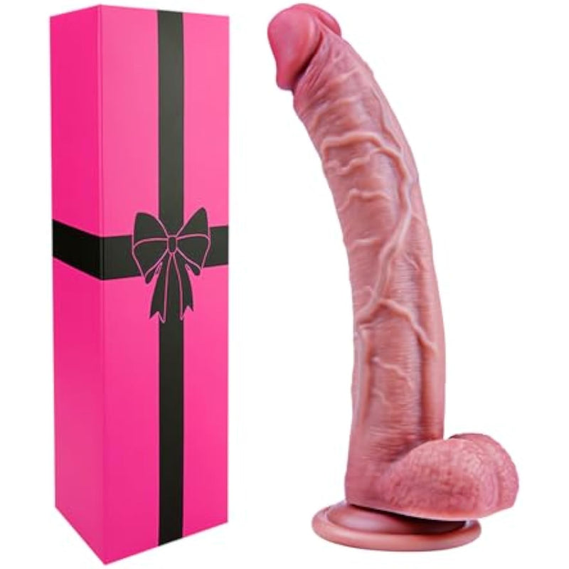 9 Inch Soft Liquid Silicone Realistic Dildo With Balls For Women, 8 Inch Real Feel Lifelike Shower Long Slim Anal Dildo With Suction Cup, Big Thick G-Spot Realistic Penis Strap On Sex Toy For Men Gay