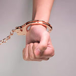Metal Handcuffs With Two Skull Keys - Prop Toy Handcuffs (Rose Gold)