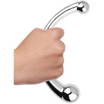 Double Ended Massage Wand Sex Anal Plug G-Spot Metal Anal Bead Stimulate Fetish Anal Plug Dildo Metal Curved Dual Ended Masturbation Sex Toy For Couple, Silver