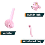 Male Chastity Cage,Lightweight Cock Cage,Resin Chastity Devices,Adult Sex Toy For Men, Locked Key,5 Sizes Rings Included (Pink, Standard)