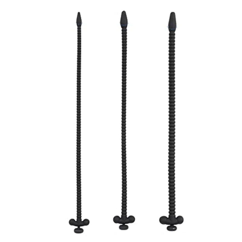 3Pcs Threaded Urethral Dilator With Plug Ultra-Long Hollow Catheterization Rod Urethral Penis Plug For Male Stimulation(Black)