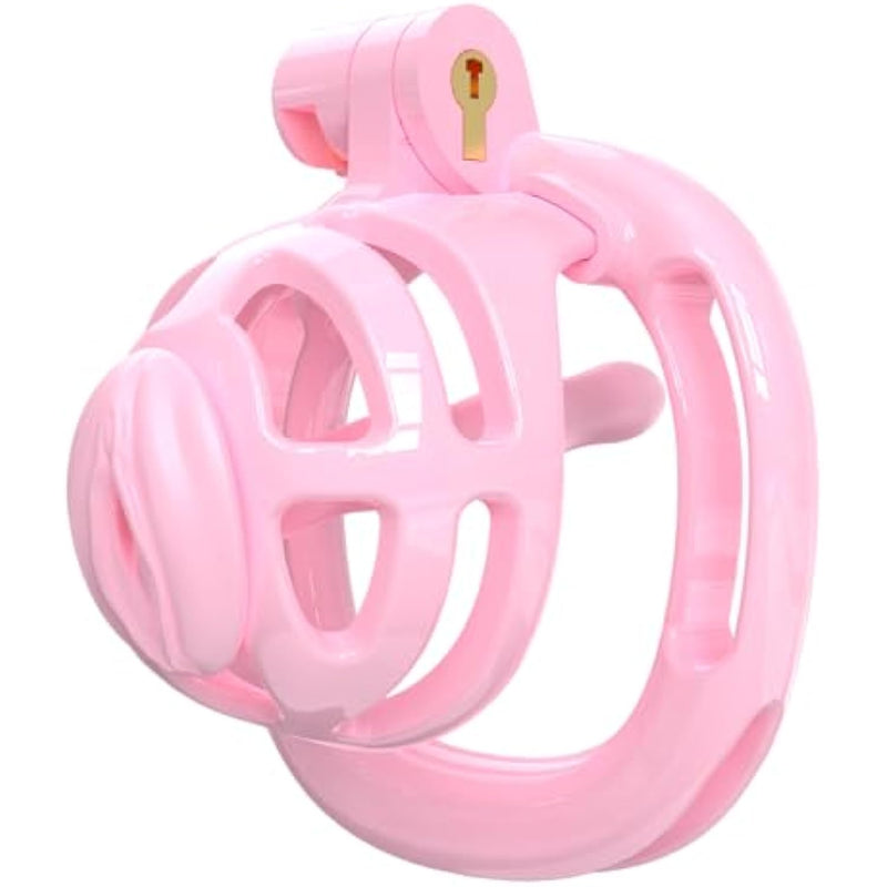 3D Printed Chastity Cage Chastity Devices For Men Bondage Gear & Accessories Lightweight Plastic Cock Cage Slave Tool With 4 Sizes Rings And Elastic Belt (Pink, A)