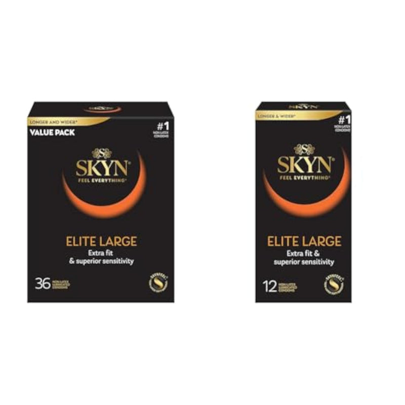 Elite Large Non-Latex Condoms, 36 Count & 12 Count Bundle