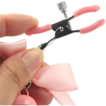 Adjustable Metal Nipple Clamps Non-Piercing Pink Bow Nipple Rings Decorative Weights Bell Non Piercing Nipple Adult Flirting Sex Toy