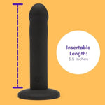 Curved Dildo - 6 Inch With Suction Cup - Flexible Anal Dildo For Men And Women - Harness Compatible Strap On - Smooth Silicone Adult Sex Toy - Waterproof - Black