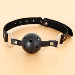 Mouth Ball Gag Adult Sm Extreme Air Holes Mouth Gag Bondage Restraints Adjustable Pu Leather Belt Slave Cosplay Erotic Sm Ball Gag Sex Toys (Black)