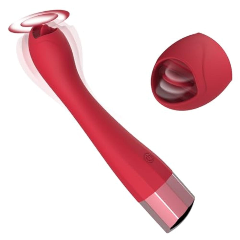 G-Spot Vibrator - Clitoris Stimulator With 10 Tounge-Licking & Vibrating Modes Wand Massager For Female Pleasure Adult Sex Toys, Red